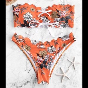 Zaful strapless lace up bikini